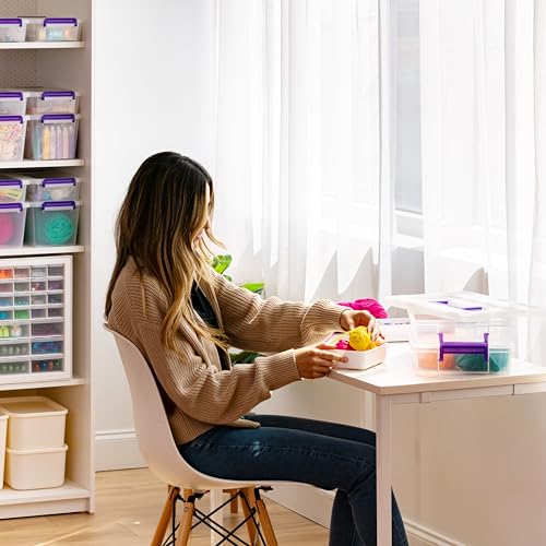 IRIS USA 9 Qt. Plastic Craft Storage Container Bins with Lids,Small Art & Office Supply Organizer Tote,Sensory Bins & Boxes for Home-& University,Latchable,Stackable,Portable,Clear,(Pack of 8) - size: 9 Qt. - 8 Pack, style: STACK & CARRY - 2 Layered