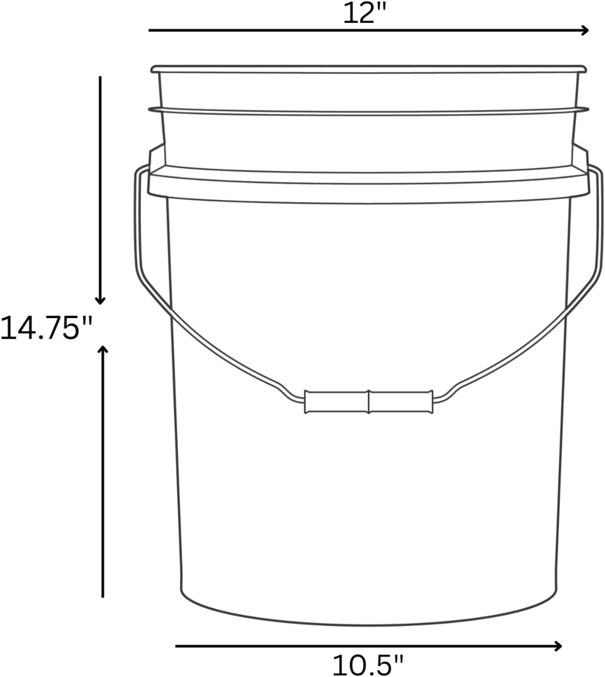 House Naturals 5 Gallon Premium HPDE Plastic Bucket - Made in USA Food Grade Storage Container, BPA Free All Purpose Pail (4, White)