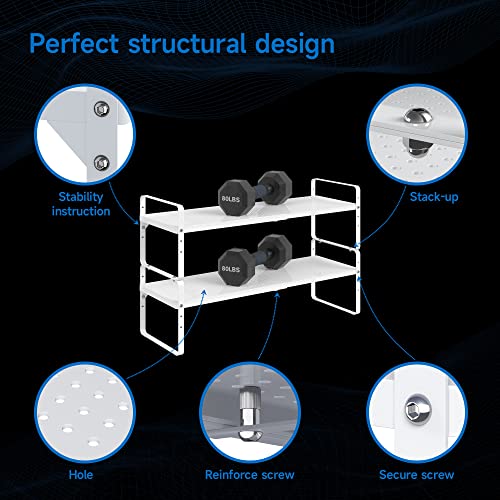 Expandable Cabinet Shelf Organizer Adjustable Metal Spice Rack Stackable Freestanding Counter Storage Shelves for Kitchen Cabinet Under Sink Office Desk (White - 1Pack - L16.5-27'' * W8'' * H9.6'') - color: White - 1pack - L16.5-27'' * W8'' * H9.6''