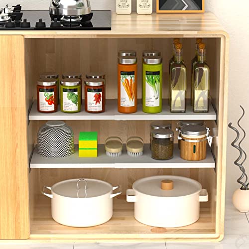 Closet Shelf Divider Expandable Cabinet Tension Shelving Rack Heavy Duty Metal DIY Shelves Separator for Wardrobe Cupboard Cabinet Pantry Kitchen Bathroom,White,3packs - size: 11.8"D x 16.9"-31.5" W-3PCS