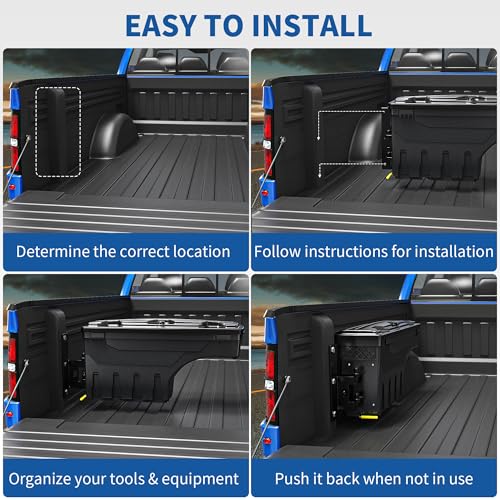 oEdRo Truck Bed Storage Tool Box Fits 2015-2026 Ford F150 Driver Side + Passenger Side, 180 Degree Rotation Rear Tool Boxs with Lockable Lid & Password Padlock, Black Waterproof Wheel Well Storage - size: Driver Side + Passenger Side