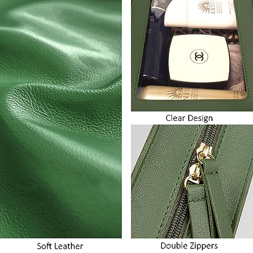LETGO Clear Makeup Bags, TSA Approved Toiletry Bag with Zipper, Clear Makeup Organizer Fit Carry-on Travel Essentials,Clear Cosmetic Bags for Women Men (C-Green) - color: C-Green