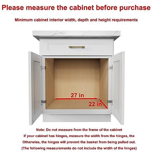 Sikarou Pull Out Cabinet Organizer,Heavy-Duty Slide Out Shelf, Wood And Wire Basket, Pull Out Drawer for for Kitchen Under Sink Space, Pantry, Bathroom (26 * 21 WM) - size: 1-TIE 26*21 WM