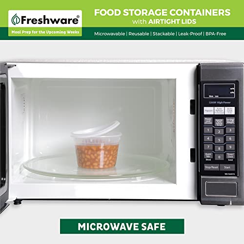 Freshware 48 Pack of 16 and 32 oz, 24 sets each size Food Storage Containers with Lids, Plastic Deli Containers, Meal Prep Containers, Microwave and Freezer Safe, Stackable, Leakproof, BPA Free, Clear - size: 16, 32 oz - 48 Sets