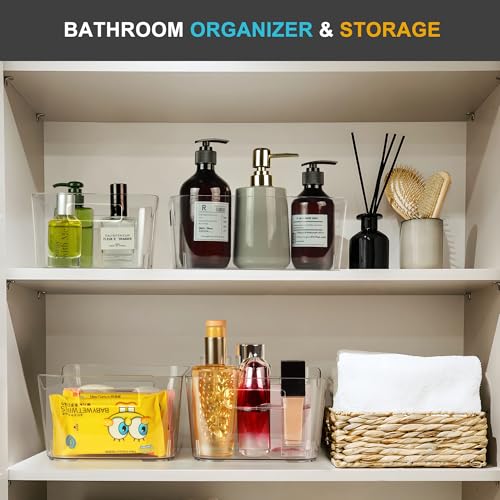 Heyuzb 12 Pack Plastic Storage Bins, Clear Pantry Organizers and Storage, Multi-Use Organizer Bins for Kitchen, Office, Fridge, Cabinet and Shelf Organization - size: 12 Pack