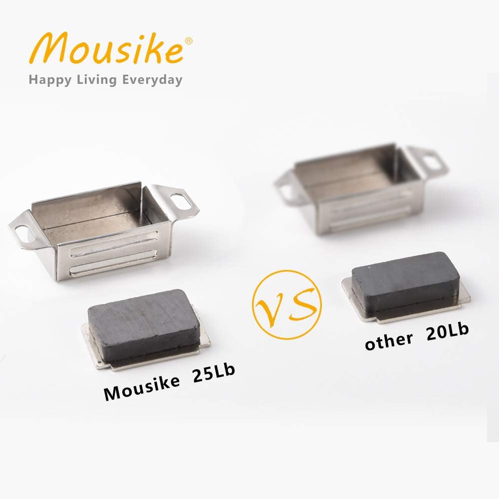 Mousike Cabinet Magnets 30lb Stainless Steel Magnetic Door Catch with Strong Magnetic for Kitchen Cupboard Wardrobe Closet Cabinet Door Drawer Latch(2.1"(Silver 4 Pack))