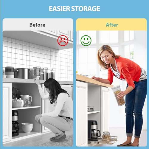ZOINLIY Pull Out Cabinet Organizer, Versatile Slide Out Kitchen Organizers and Storage,Heavy Duty Drawer Cupboard Storage Basket, Smooth Sliding, Chrome Finish,17.8" W x 21" D - size: 17.8”W x 21”D (Outside Dimensions)