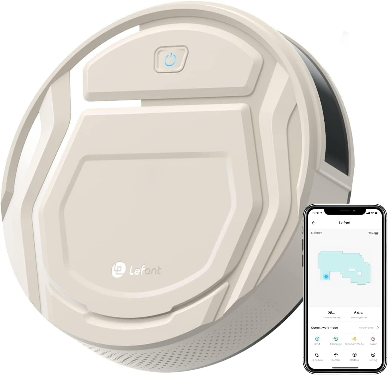 Lefant M210 Pro Robot Vacuum, Strong 2200Pa Suction, 120 Min Runtime, Super Slim Thin, Low Noise, Self-Charging, Wi-Fi/App/Alexa Control, Ideal for Pet Hair & Hard Floors