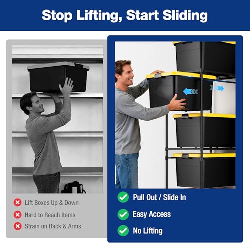 WORKPRO 5-Tier Tote Storage Rack, Heavy-Duty 27 Gallon Tote Storage Rack, 525 LBS Storage Bin Rack for Garage, Pantry, Kitchen, or Basement, Black, 30.5"x22.5"x69", 1 Pack - size: 1 Pack