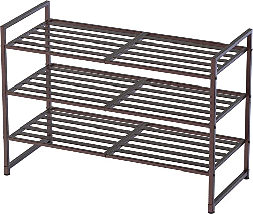Simple Houseware 3-Tier Stackable Metal Panel Shoes Rack, Bronze - color: Bronze, style: Metal Panel