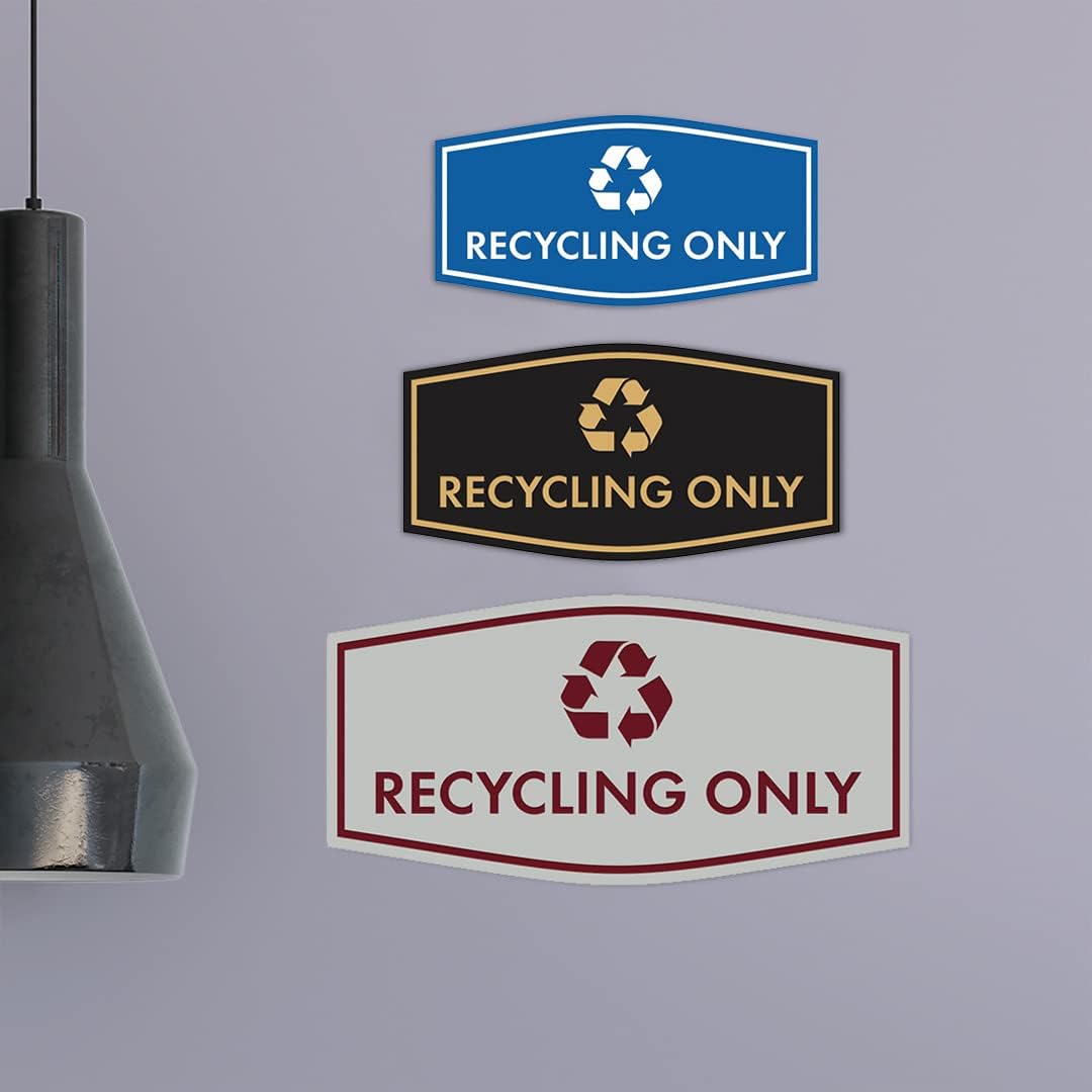 Fancy Recycling Only Sign (Ivory/Dark Brown) - Small