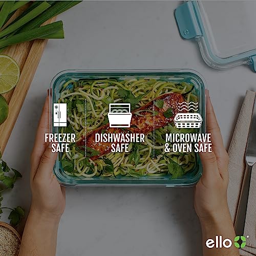 Ello Duraglass Mixed Meal Prep Sets Leak-Proof Glass Food Storage Containers with Silicone Sleeves and Airtight BPA-Free Lids, Dishwasher, Microwave, and Freezer Safe - color: Blue La La