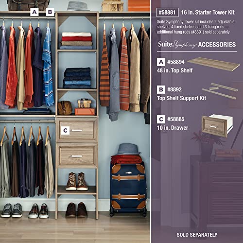 ClosetMaid SuiteSymphony Wood Top Closet Shelf, 48-Inch Wide, Natural Gray - color: Natural Gray