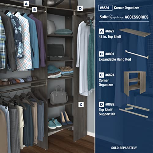 ClosetMaid SuiteSymphony Wood Top Closet Shelf, 48-Inch Wide, Graphite Grey - color: Graphite Grey