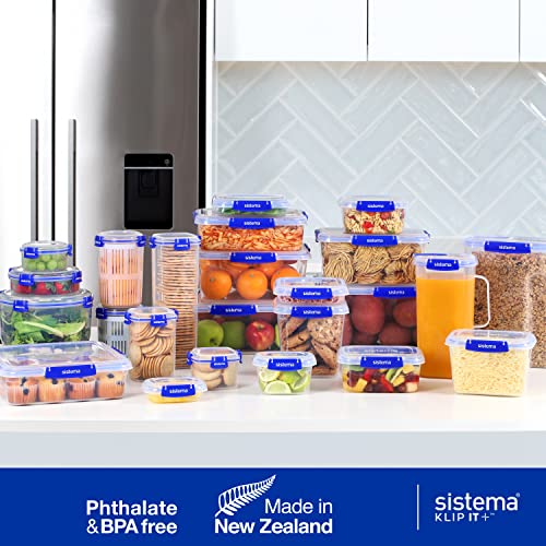 Sistema KLIP IT+ 2.2L Rectangle Food Storage Containers (3-Pack), Stackable & Airtight Food Boxes with Lids, Dishwasher, Freezer, & Microwave-Safe, BPA-Free, School Lunch Boxes - size: 2.2L (3-Pack)