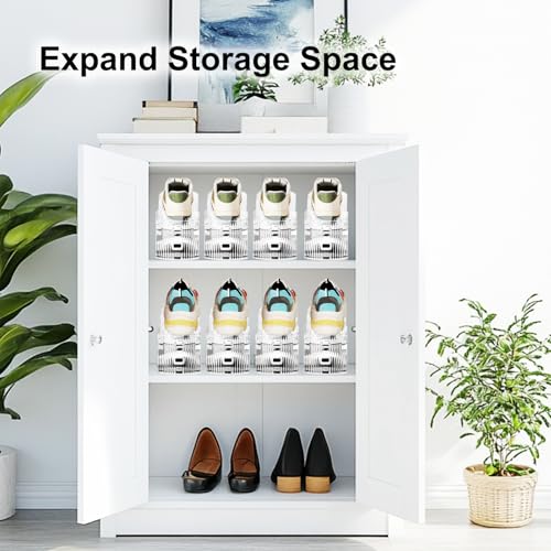Shoe Slots Organizer for Closet 12Pack Adjustable Shoe Stacker Organizer Storage Shoe Rack Space Saver Storage Shoe Holder Organization (Transparent) - size: 12PACK-Standard