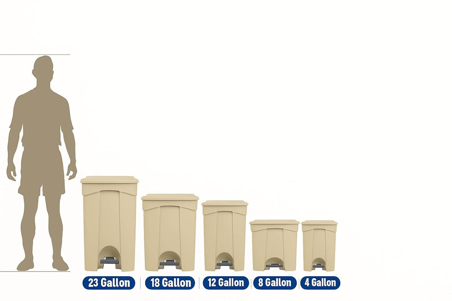PRO&Family Step-On Trash Can with Lid, Plastic Waste Bin, Foot Pedal Operation (Black, 12 Gallon)