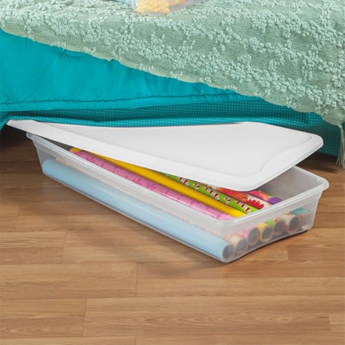 Sterilite 24-Pack 41 Quart Storage Box, Stackable Clear Plastic Bins with Snap-On Lids - Heavy-Duty Organizing Containers for Closet, Bathroom, and Office - size: 41 Quart, style: 24
