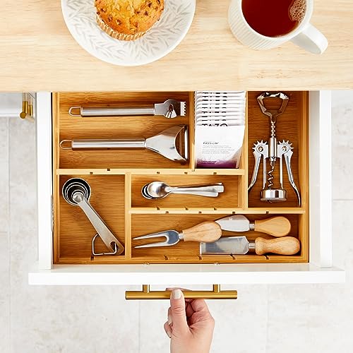 Juvale Drawer Organizer Tray - 8-Slot Drawer Divider for Utensils - Versatile Silverware Holder - Desk Tray for Office Supplies - 14 x 10 x 2 in, Brown, Bamboo (Pack of 2) - size: 14" x 10" x 2" inches (Pack of 2)