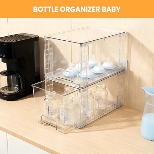 4 Pack Stackable Acrylic Storage Drawers – Clear Plastic Organizer Bins, Easy to Assemble, Suitable for Bathroom, Undersink, Kitchen, Pantry, Makeup, Medicine Organization - size: 4Pack 7"H