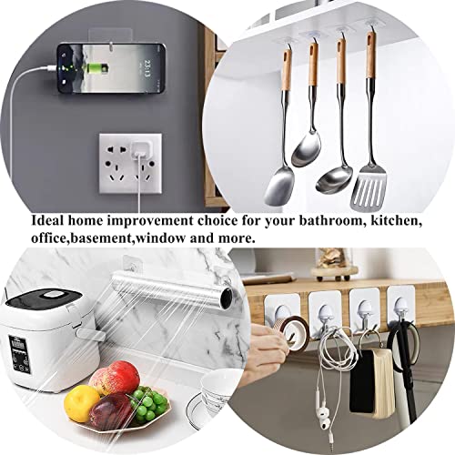 JINSHUNFA Adhesive Wall Hooks 13LB Heavy Duty No Drill Transparent Waterproof Hooks for Bathroom Kitchen Towel Coat 12 Pack - size: 12 Medium hooks