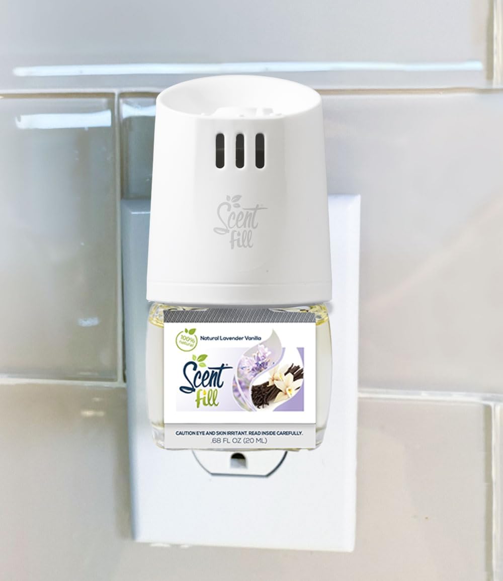 Scent Fill 100% Natural Lavender Vanilla Plug in Air Freshener, Scented Oil Refills, 3 Refills