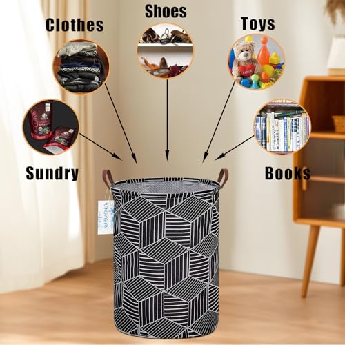 LANGYASHAN Laundry Basket Canvas Fabric Collapsible Organizer Basket for Storage Bin Toy Bins Gift Baskets Bedroom Clothes Children Nursery Hamper (Black diamond) - color: Black diamond