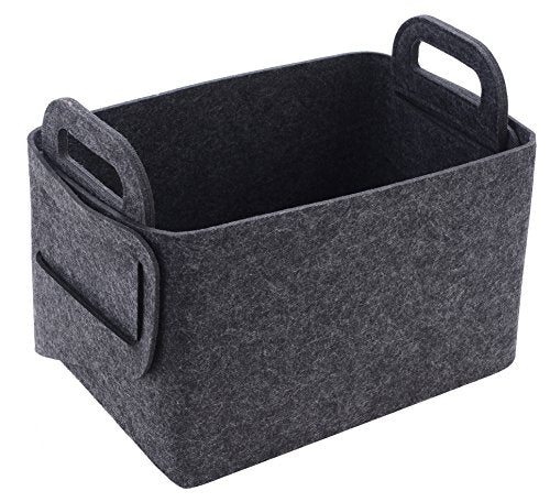 Storage Basket Felt Storage Bin Collapsible& Convenient Box Organizer with Carry Handles for Office Bedroom Closet Babies Nursery Toys Laundry (Dark grey, 17.9inch（L）×12.2inch（W）×11.6inch（H）) - color: Dark grey, size: 17.9inch（L）×12.2inch（W）×11.6inch（H）