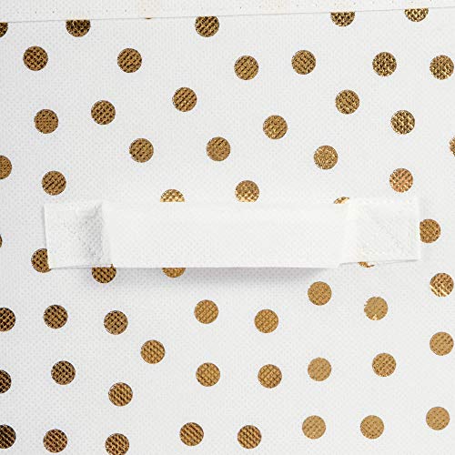 DII Non Woven Polyester Storage Bin, Polka Dot, White & Gold, Large Set of 2 - color: White & Gold, size: Large Set of 2, 13x13x13" Cube