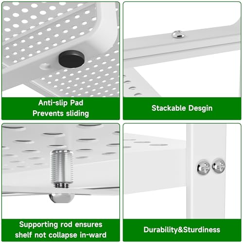 Expandable Kitchen Cabinet Shelf Organizer Rack Heavy Duty Metal Spice Rack Stackable Kitchen Counter Storage Shelf for Cabinet Pantry Bathroom (White - 16.5"-27" L x 10.2" W x 9.6" H - 2Pack) - color: White - 16.5"-27" L X 10.2" W X 9.6" H - 2pack