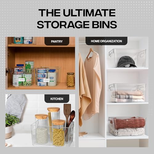ClearSpace Clear Plastic Storage Bins – Pantry Organizers & Storage Containers, Cabinet Organizer - Home Organization Must Haves for Kitchen, Laundry Room, Office, Closet, Garage & Freezer - size: 8 Pack