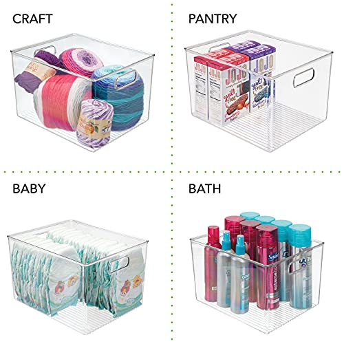 mDesign Large Plastic Storage Organizer Container Bin, Closet Organization for Hallway, Bedroom, Linen, Coat, and Entryway - Holds Clothing, Blankets, and Accessories, Ligne Collection, Clear - size: 12 x 10 x 8 (Pack of 1)