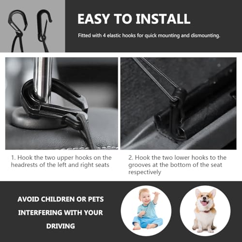 2-Layer Car Mesh Organizer, Seat Back Net Bag Stretchable Barrier of Backseat Pet Kids, Four-Side Elastic Storage Netting Pouch Cargo Tissue Purse Holder Between Front Seats - color: 2-Layer Four-Side
