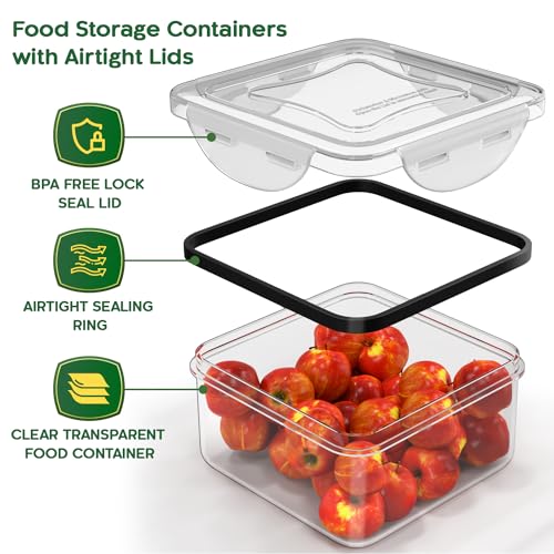 RockBerry 50 Pcs Large Food Storage Containers with Lids Airtight-85 OZ to small Containers-Total 526OZ Stackable Kitchen Set -BPA Free Leak proof containers (50Multi) - color: 50Multi