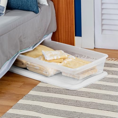 Sterilite 24-Pack 41 Quart Storage Box, Stackable Clear Plastic Bins with Snap-On Lids - Heavy-Duty Organizing Containers for Closet, Bathroom, and Office - size: 41 Quart, style: 24