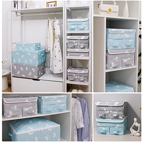EASEVE Sock Underwear Drawer Divider - Closet Organizers and Dresser Organizer Wardrobe Clothes Box Storage Bins with Lid for Bra, Leggings, Shirt, Panty (1 Pack, Grey) - size: 1 Pack