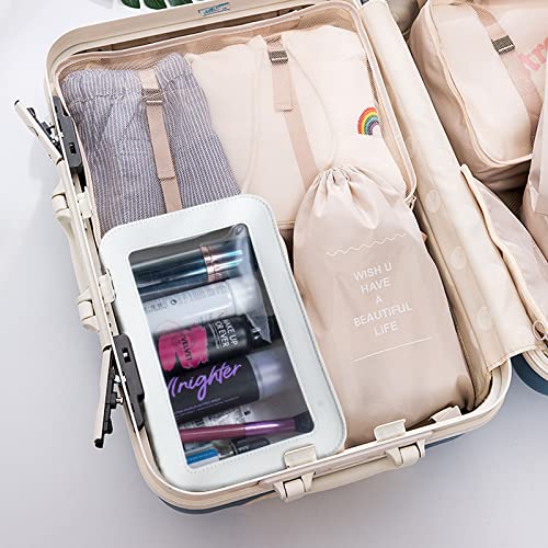 LETGO Clear Makeup Bags, TSA Approved Toiletry Bag with Zipper, Transaparent Makeup Organizer Fit Carry-on Travel Essentials,Clear Cosmetic Bags for Women Men (O-Beige) - color: O-Beige