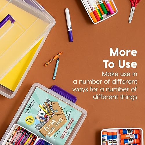 IRIS USA 9 Qt. Plastic Craft Storage Container Bins with Lids, 1 Pack, Small Art & Office Supply Organizer Tote, Sensory Bins & Boxes for Home & University, Latchable, Stackable, Portable, Clear - size: 9 Qt. - 1 Pack, style: STACK & CARRY - 2 Layered