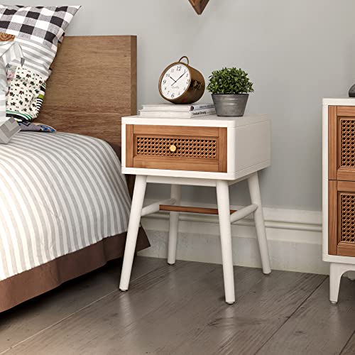 COZAYH Fully-Assembled Modern Farmhouse Clean-Lined Nightstand, End Table with 1 Drawer,Distressed White - color: Distressed White, style: 1 Drawer/1 pack