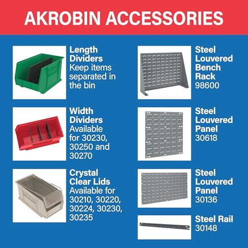 Akro-Mils 30235 AkroBins Plastic Storage Bins, Space-Saving Stackable Bins for Garage, Pantry, Craft Organization, 11" x 11" x 5", Green, 6-Pack - color: Green