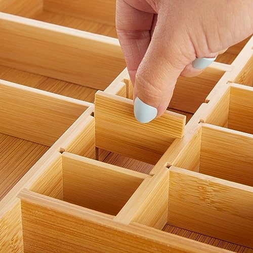 Juvale Drawer Organizer Tray - 8-Slot Drawer Divider for Utensils - Versatile Silverware Holder - Desk Tray for Office Supplies - 14 x 10 x 2 in, Brown, Bamboo - size: 14" x 10" x 2" inches