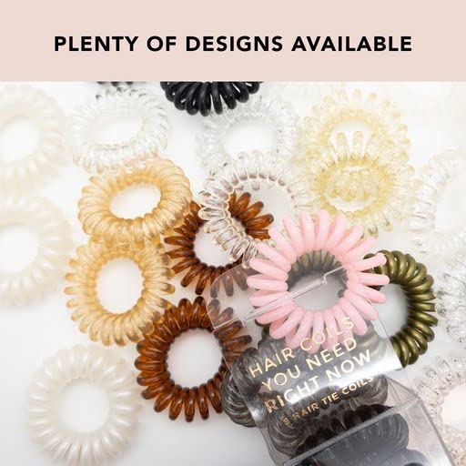 Kitsch Spiral Hair Ties for Women - Creaseless and Dent-free Coil Hair Ties No Damage, Phone Cord Coils | Made of Flexible and Durable Plastic | Ideal Gifts for Women - 4pcs (Brunette)