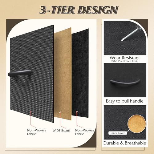 WLIVE Fabric Dresser for Bedroom with Open Shelves, Tall Black Dressers with 8 Drawers, Storage Tower with Fabric Bins, Chest of Drawers for Closet, Living Room, Hallway - color: Charcoal Black, style: Raised Shelves