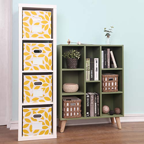 MAX Houser Fabric Storage Bins Cubes Baskets Containers with Dual Plastic Handles for Home Closet Bedroom Drawers Organizers, Foldable, Set of 4 (Yellow) - color: 28 yellow