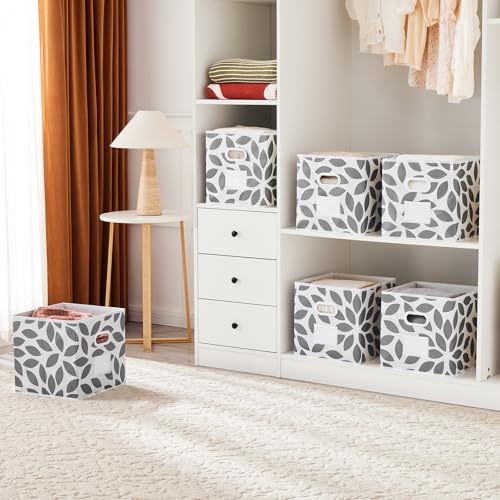 MAX Houser Fabric Storage Bins Cubes Baskets Containers with Dual Plastic Handles for Home Closet Bedroom Drawers Organizers, Flodable, Grey, Set of 4 - color: 27 dark grey