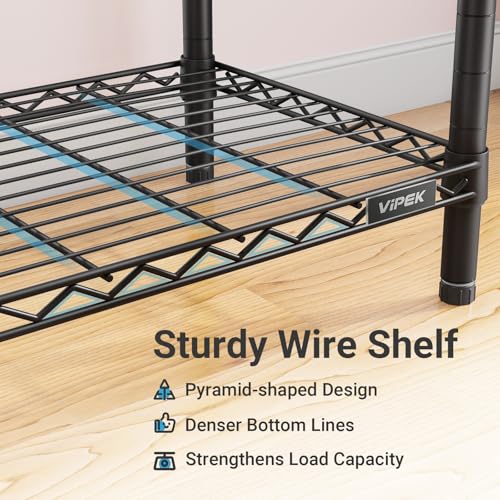 VIPEK Classic V6 Medium Heavy Duty Clothes Rack, 7-Tier Garment Rack with Adjustable Shelves, Portable Closet with 4 Hanging Rods, Space-Saving, 750lbs Capacity, 59.8" L x 14.6" W x 76.4" H, Black - color: Black, size: Classic V6 Medium