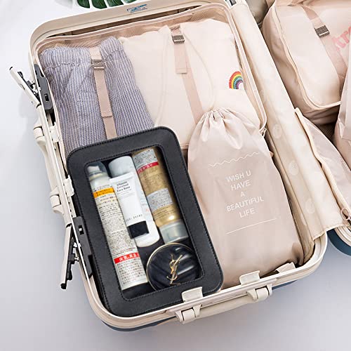 LETGO Clear Makeup Bags, TSA Approved Toiletry Bag with Zipper, Clear Makeup Organizer Fit Carry-on Travel Essentials,Car Essentials for Women Men (C-Black) - color: C-Black