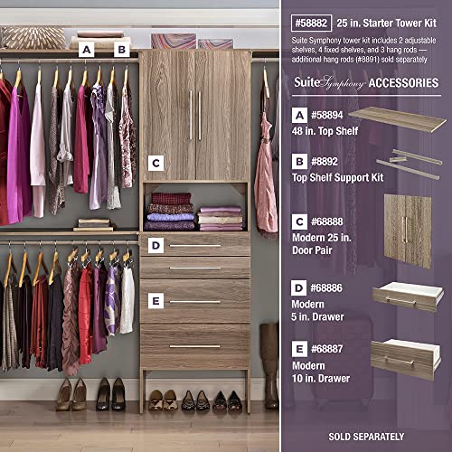 ClosetMaid SuiteSymphony Wood Top Closet Shelf, 48-Inch Wide, Natural Gray - color: Natural Gray