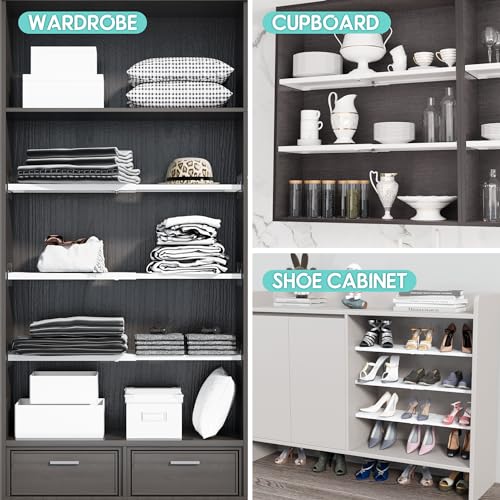 Expandable Closet Tension Shelves Organizers, Heavy-Duty Metal Tension Shelf, Adjustable Locker Shelf Cabinet for Closets Wardrobe Pantry Cupboard Kitchen Laundry - size: 1Pack/Normal, Large, W11.8" x L(17 "~ 31.5")