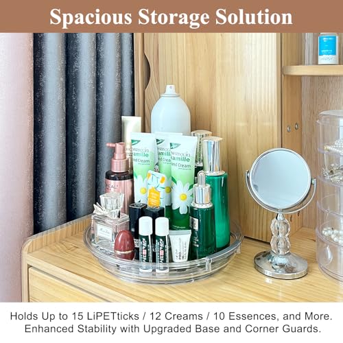 Clear Lazy Susan Organizer Turntable for Cabinet Table Top, 9.25 Inch 4 Pack 360 Rotating Spinning Makeup Organizer for Vanity, Kitchen Storage Rack Heavy-Duty Pantry Spices Tray Countertop Organizer - size: 9.25 inch 4 Pack